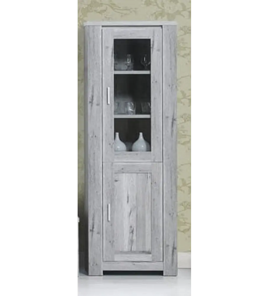 Cristaleira Florença Cinza Rústico 1 Porta