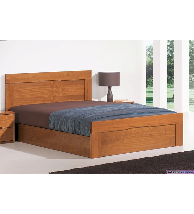 Cama Casal Sommier Elevatório Tróia Pinho Escurecido