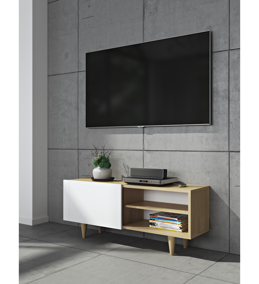 Mesa TV Cruz Carvalho Branco Puro