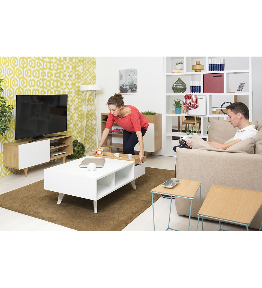 Mesa TV Cruz Carvalho Branco Puro