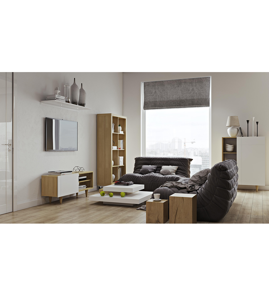 Mesa TV Cruz Carvalho Branco Puro