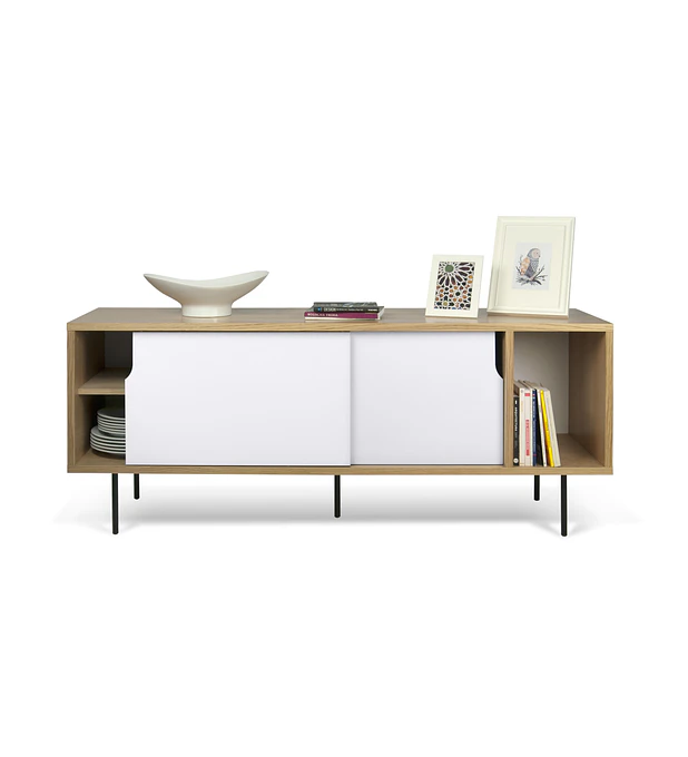 Aparador Dann 165 - Pés Metálicos Carvalho Branco Puro