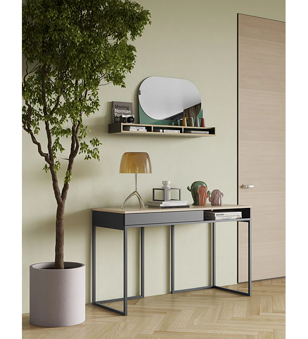 Secretária City Carvalho Claro Preto Puro