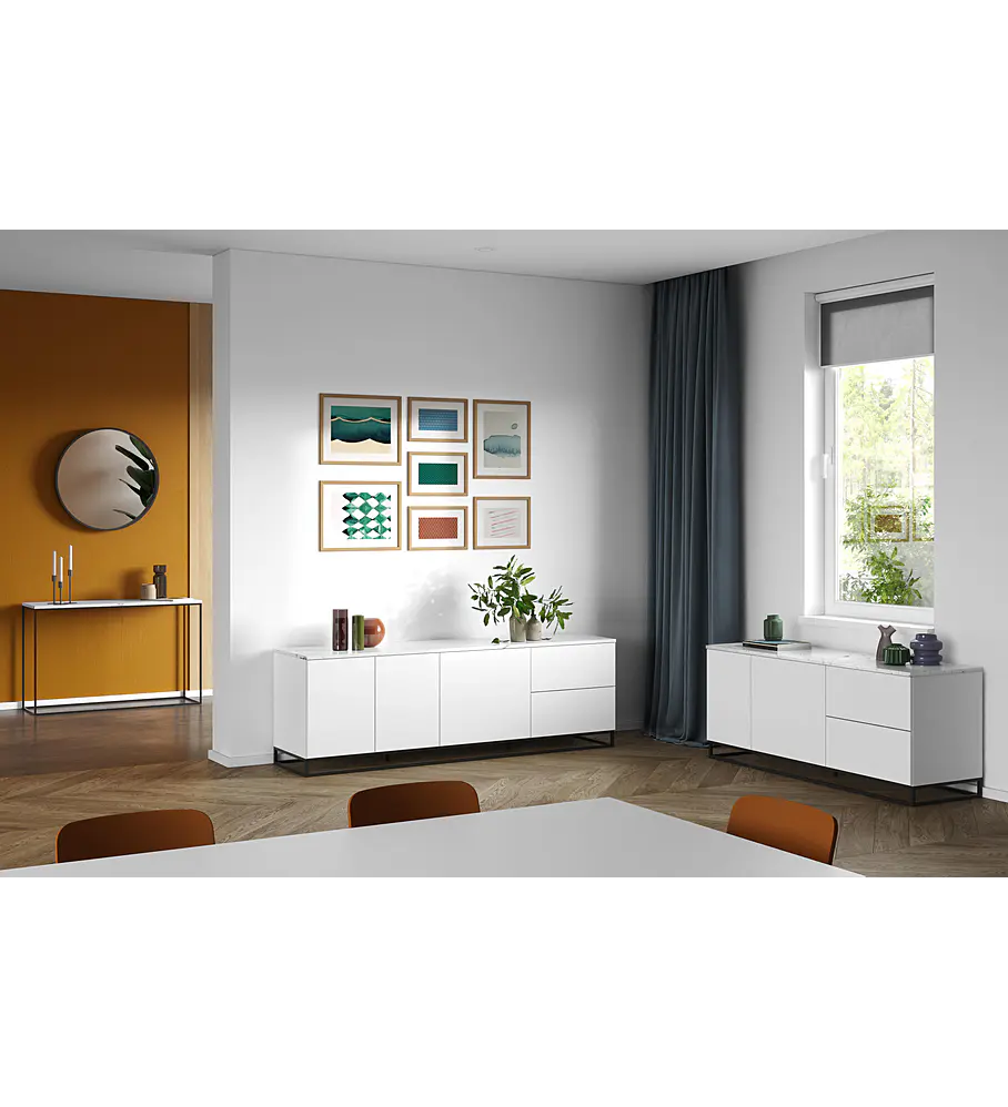 Gleam Mármore Consola Branco Carrara Preto