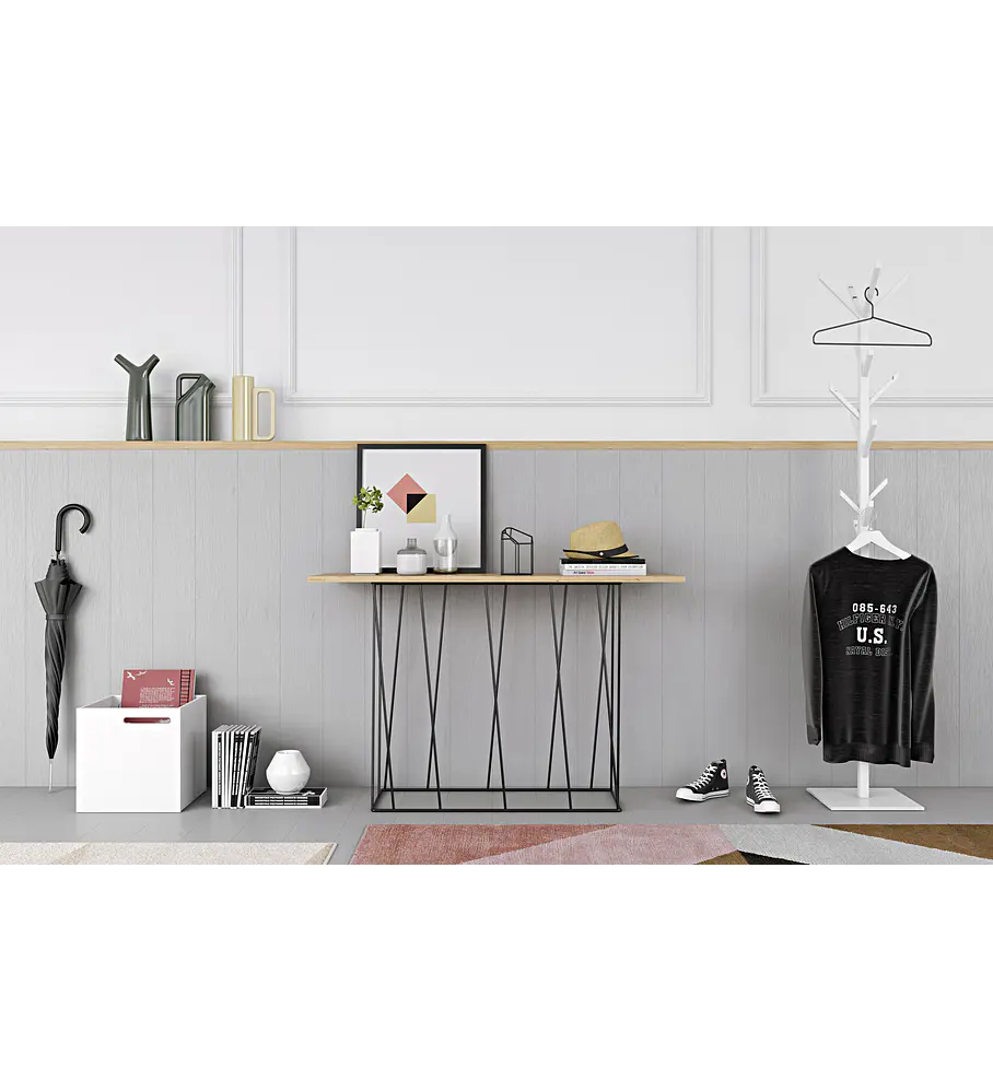 Consola Helix Carvalho Metal Preto