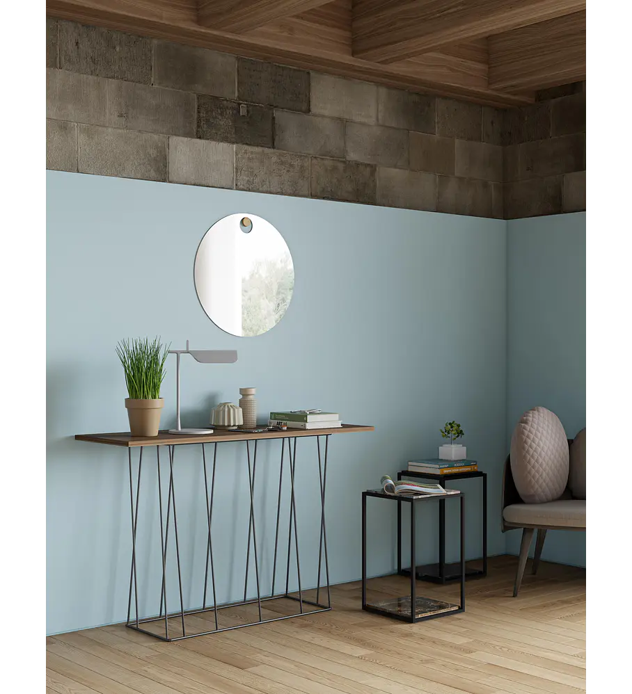 Consola Helix Nogueira Metal Preto