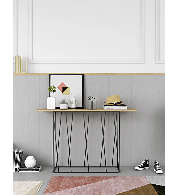 Consola Helix Carvalho Metal Preto