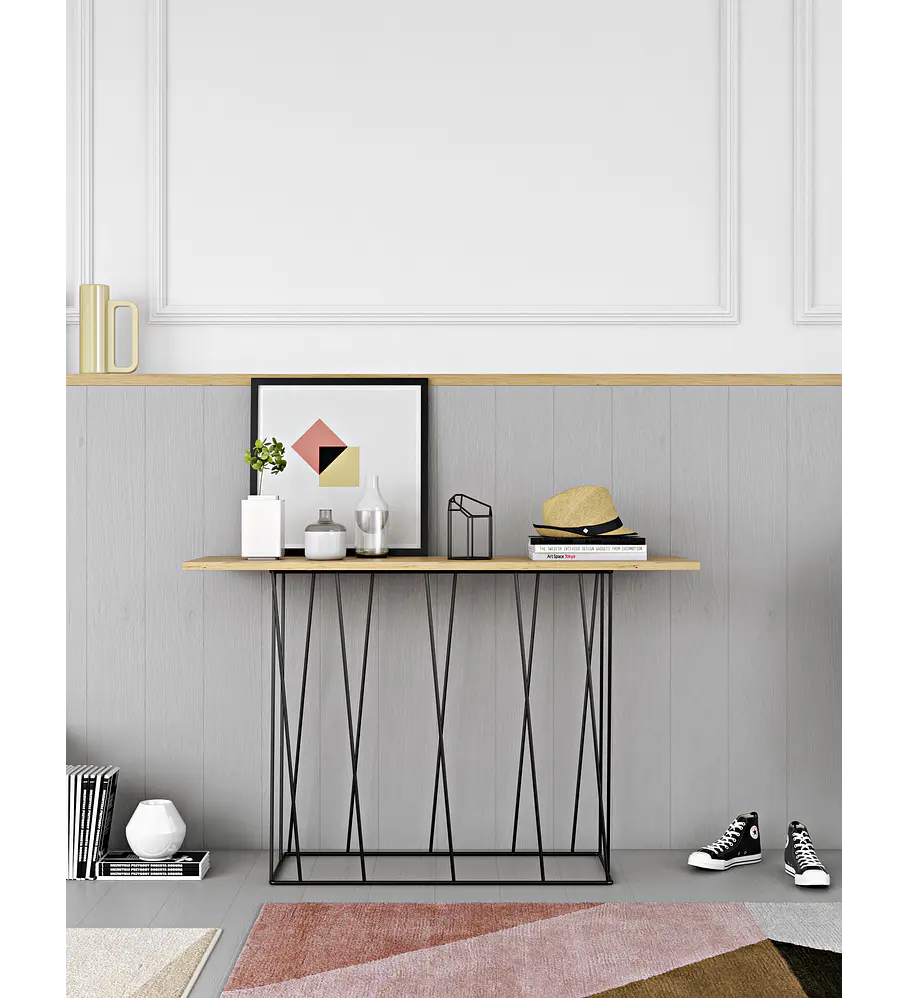 Consola Helix Carvalho Metal Preto