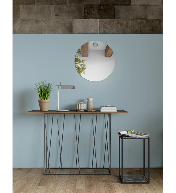 Consola Helix Nogueira Metal Preto