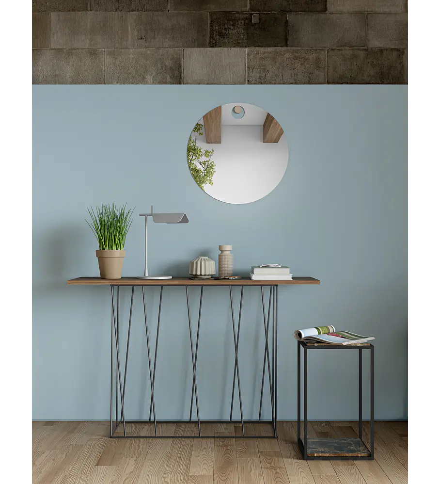 Consola Helix Nogueira Metal Preto