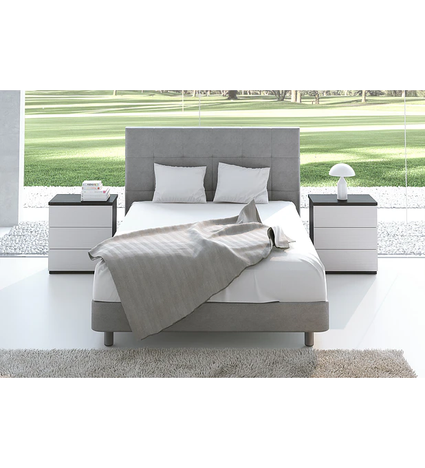 Quarto Casal Izi 10 Cama Estofada+2 Mesas Cabeceira 