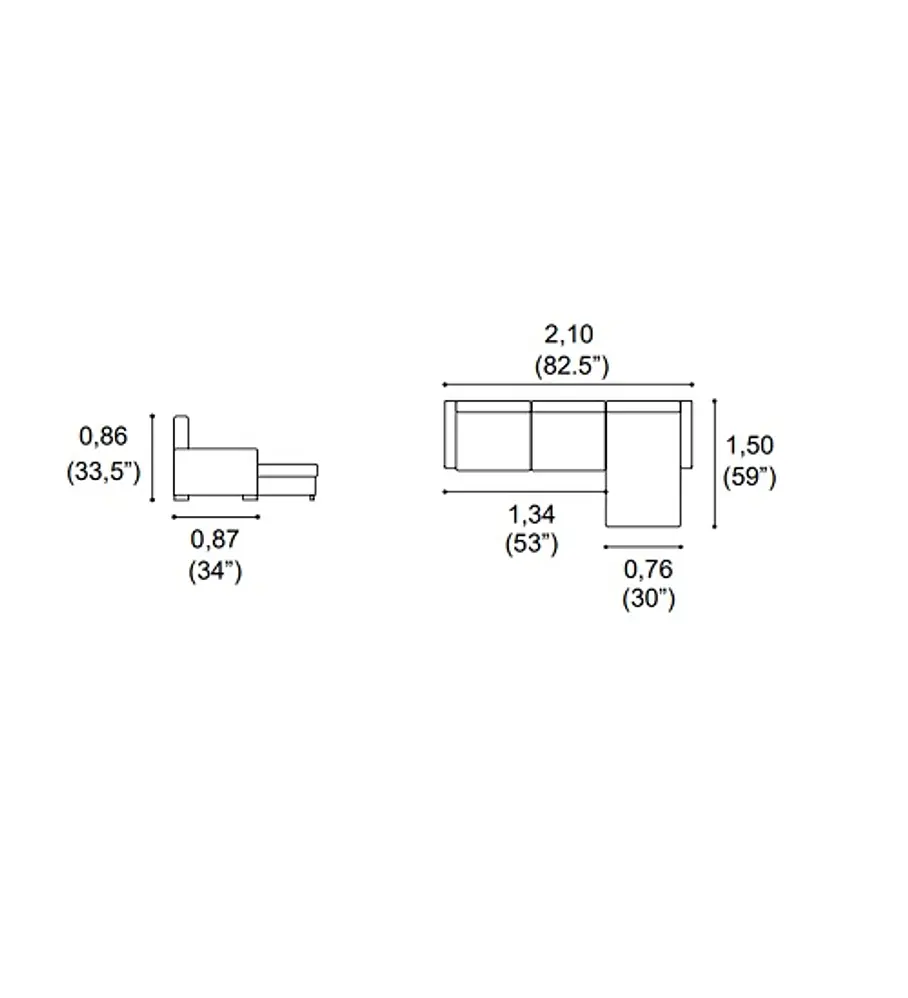 Sofá Miledi 2 Lugares e Chaise