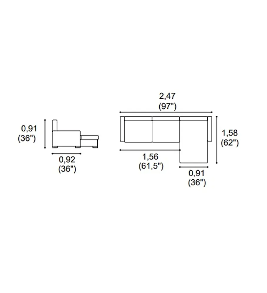 Sofá Mistik 3 Lugares e Chaise