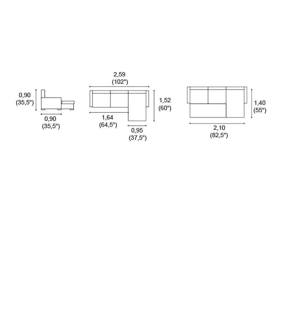 Sofá Teles 3 Lugares e Chaise