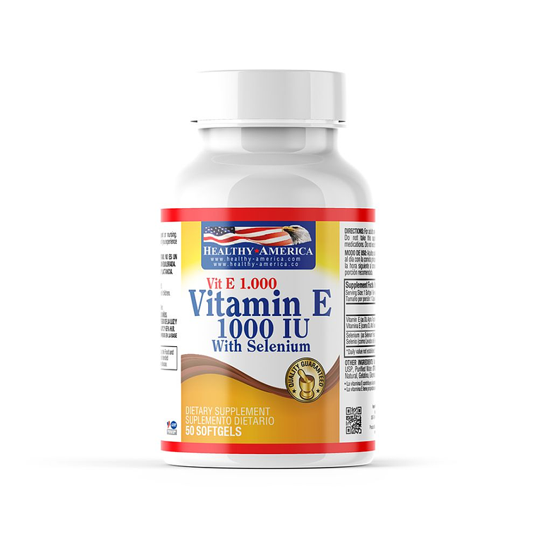 Vitamina E 1000 + selenio x 50 Healthy America 1