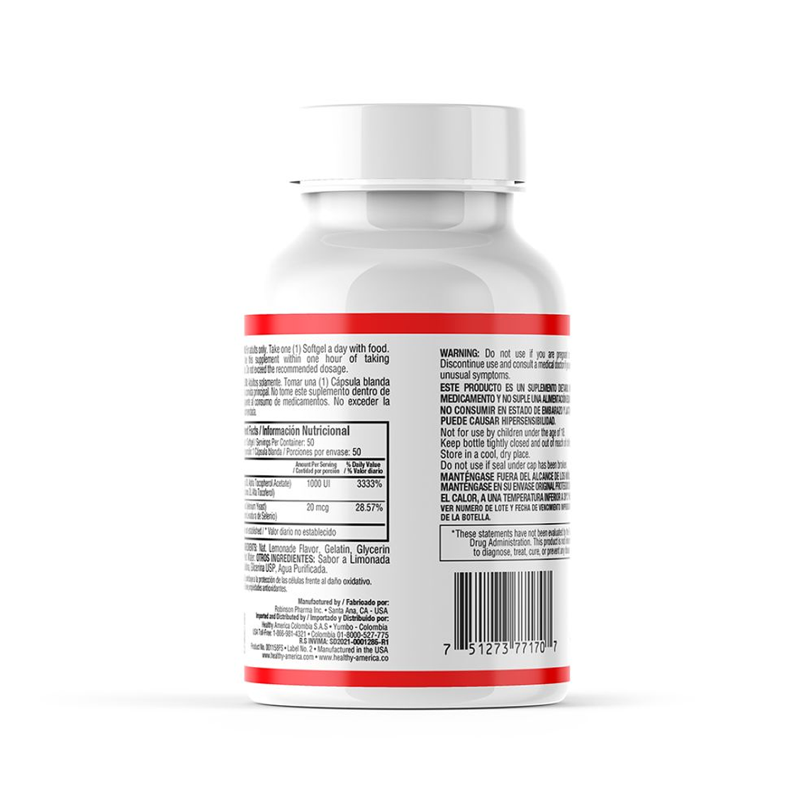 Vitamina E 1000 + selenio x 50 Healthy America 2