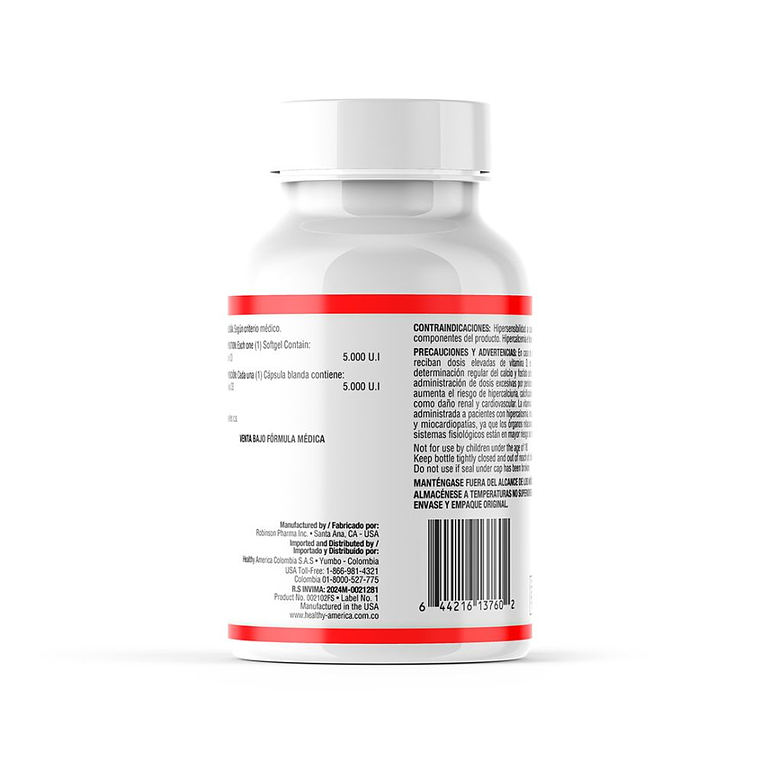 Vitamina D3 5000 UI 100 Softgels Healthy America 3