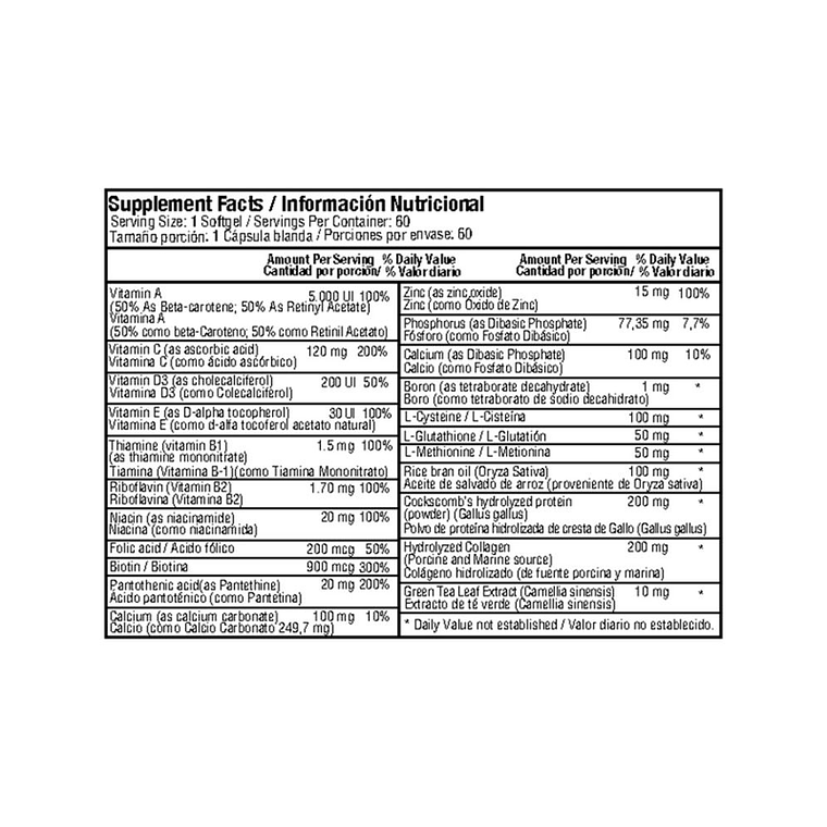 Colageno y Biotina Complex 60 softgels Healthy America 3