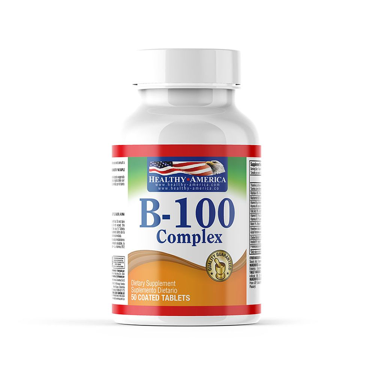 B 100 Complex 50 caplets Healthy America 1