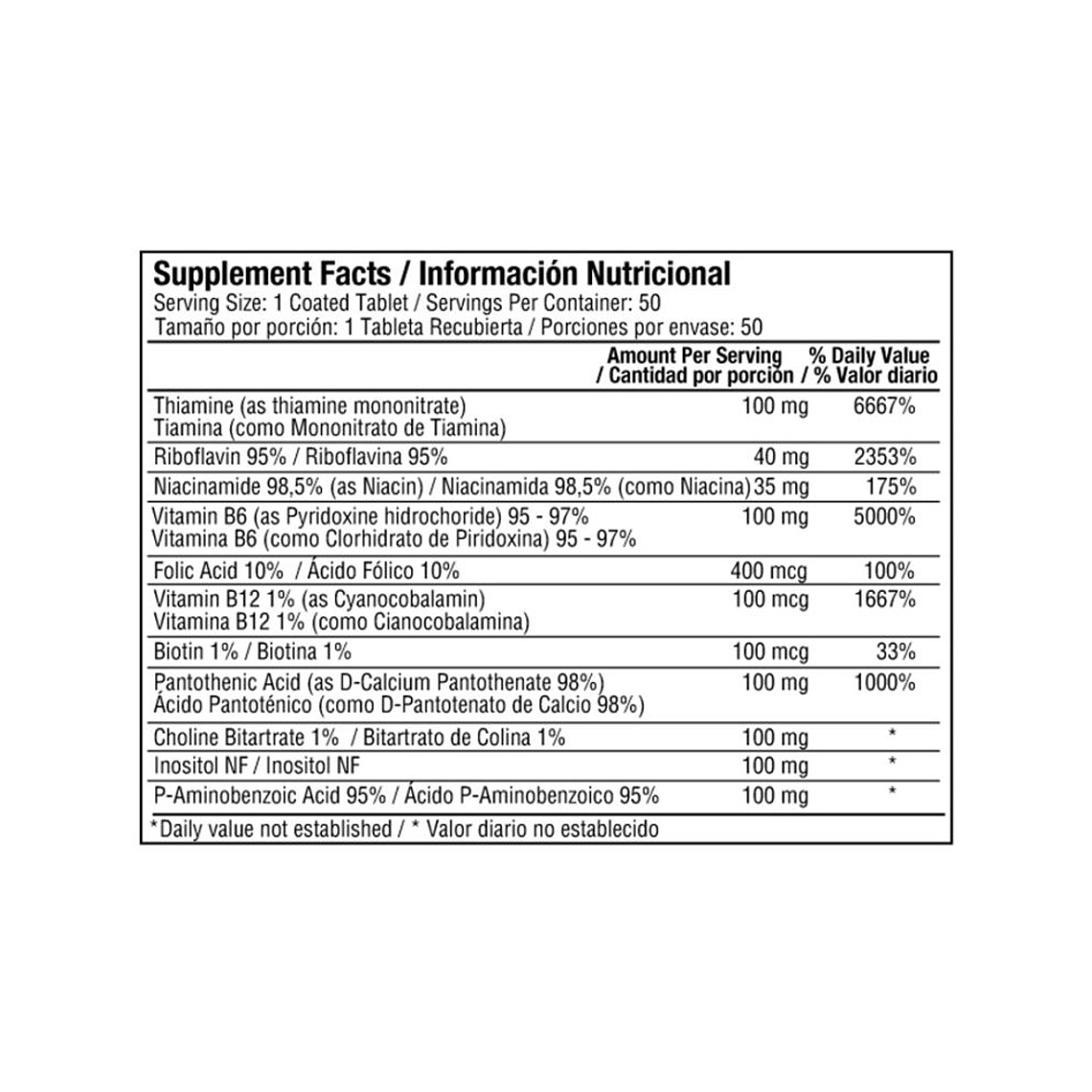 B 100 Complex 50 caplets Healthy America 3