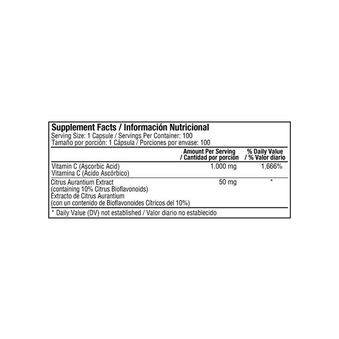 Vitamina C 1000 mg con Bioflavonoides Complex x 100 capsulas 3