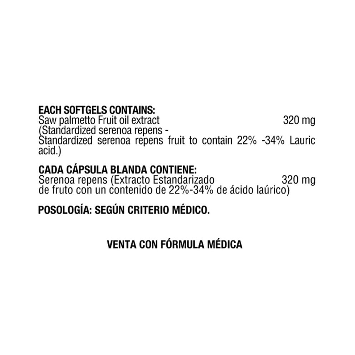 Saw Palmetto 320mg 60 softgels Healthy America 3