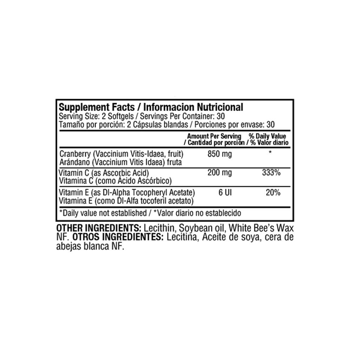 Mega Cranberry 60 softgels Healthy America 3