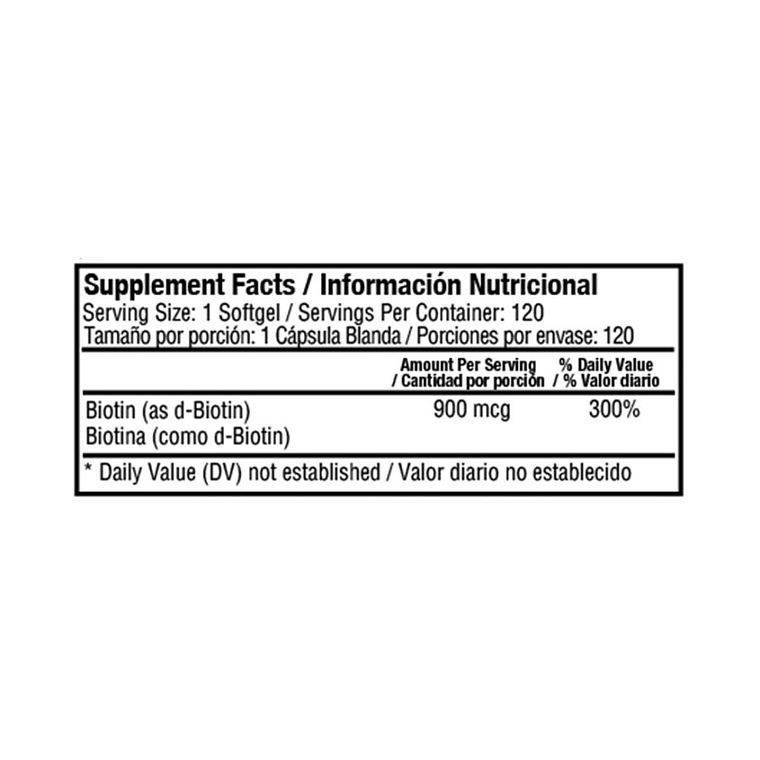 Biotin 900 mcg Healthy America 120 Softgels 3