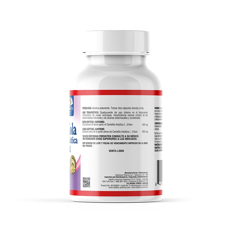 Centella Asiatica Gotu Kola 400 mg 60 softgels Healthy America 2