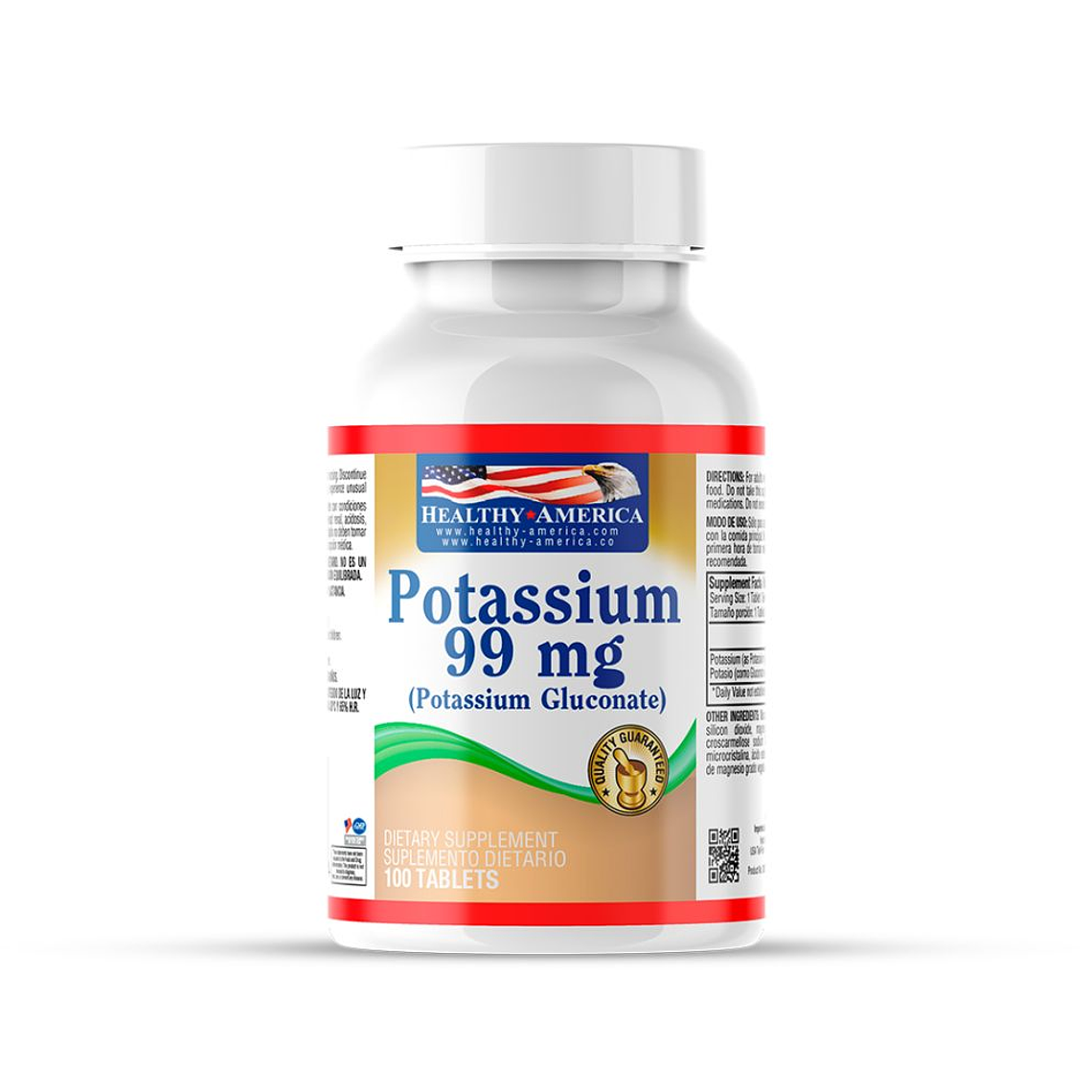 Potassium 99mg 100 caplets Healthy America 1