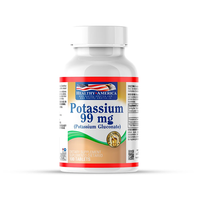 Potassium 99mg 100 caplets Healthy America 1