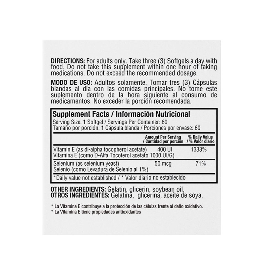 Vitamina E 400 IU with Selenium 100 softgels Healthy America 2