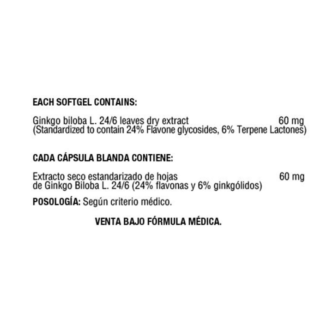 Ginkgo Biloba 60mg 60 Softgels Healthy America 3