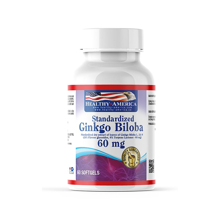 Ginkgo Biloba 60mg 60 Softgels Healthy America 1
