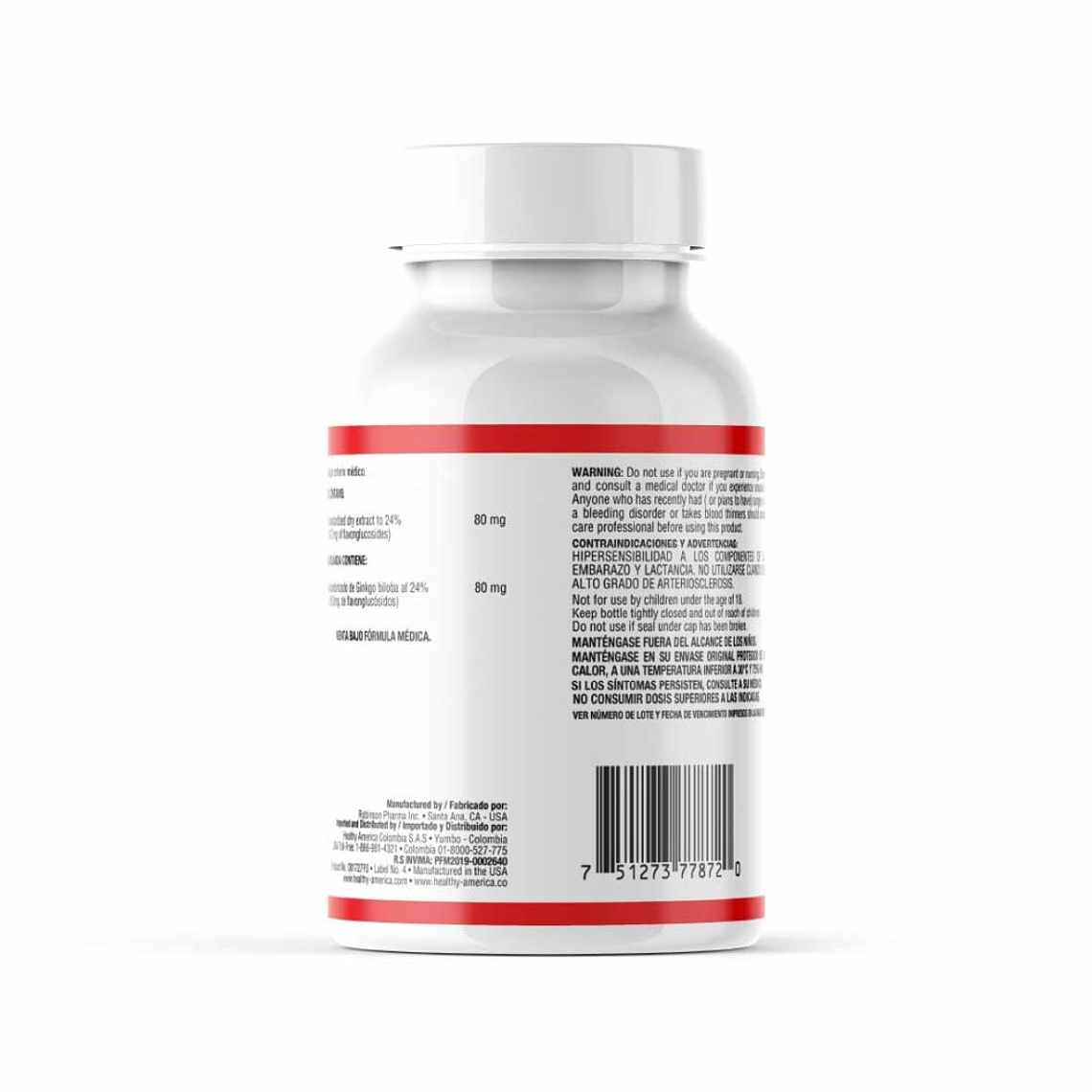 Ginkgo Biloba 80mg  60 Softgels Healthy America 2