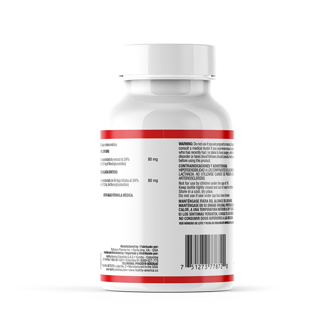 Ginkgo Biloba 80mg  90 Softgels Healthy America 2