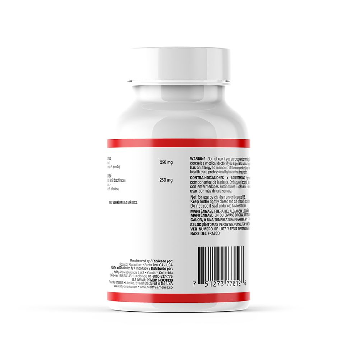 Echinacea 250 mg 100 capsulas Healthy America 2