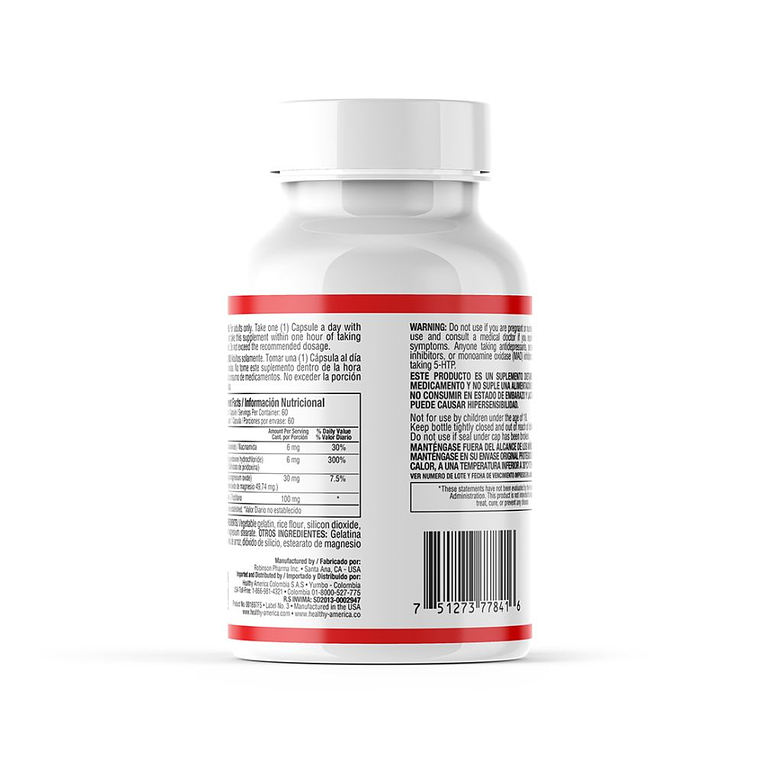 L Tryptophan Plus Healthy America 60 Capsulas 2
