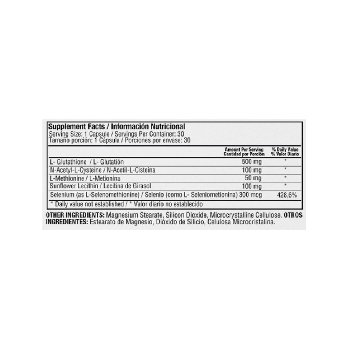 L-Glutathione 500 mg 30 Cápsulas Healthy America 2