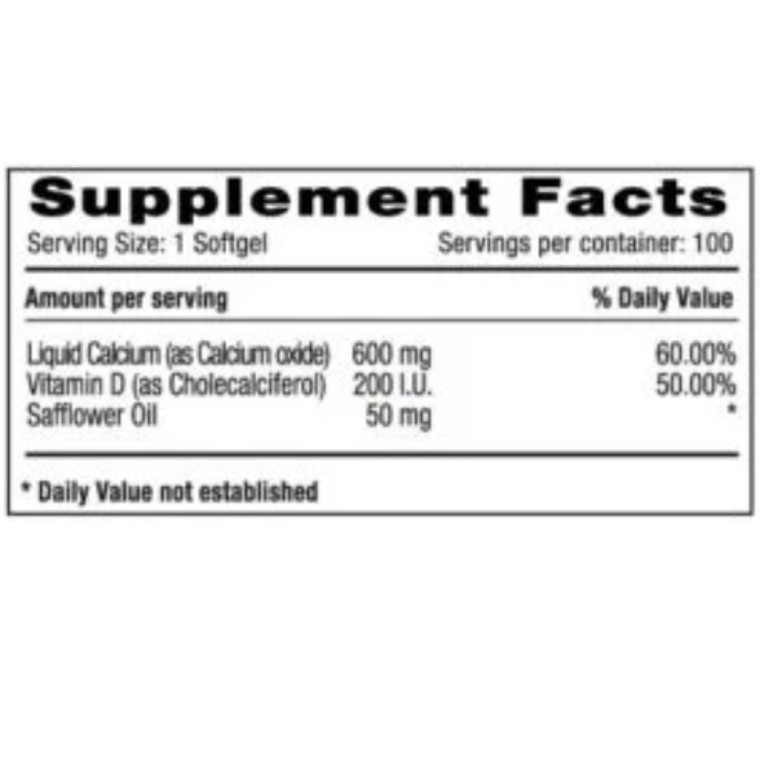 Calcium 600 + Vitamin D 100 softegels Milenium System 2