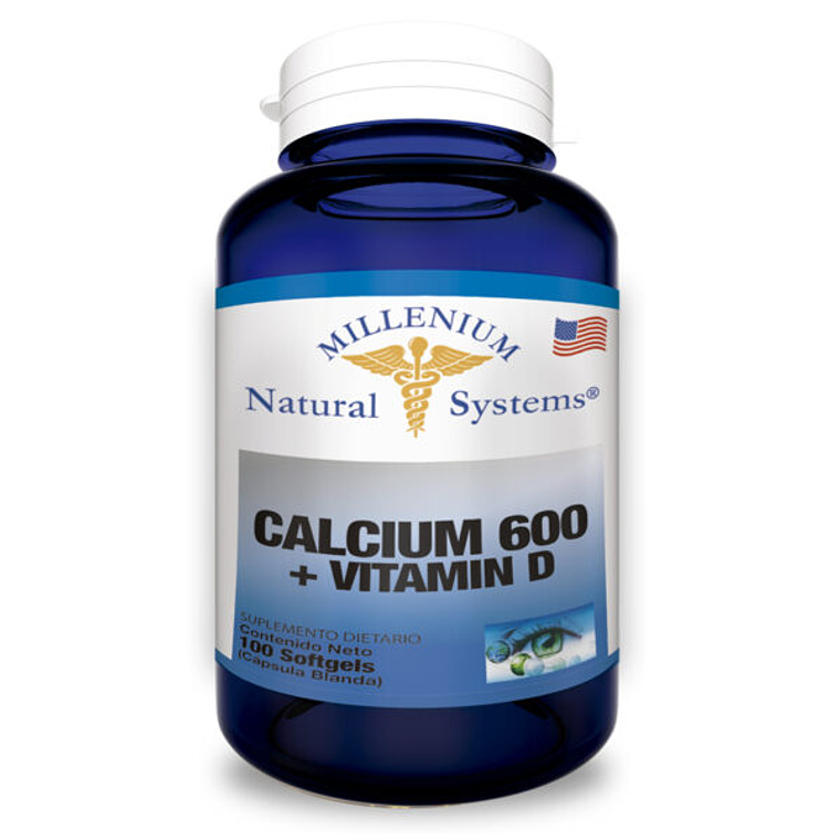 Calcium 600 + Vitamin D 100 softegels Milenium System 1
