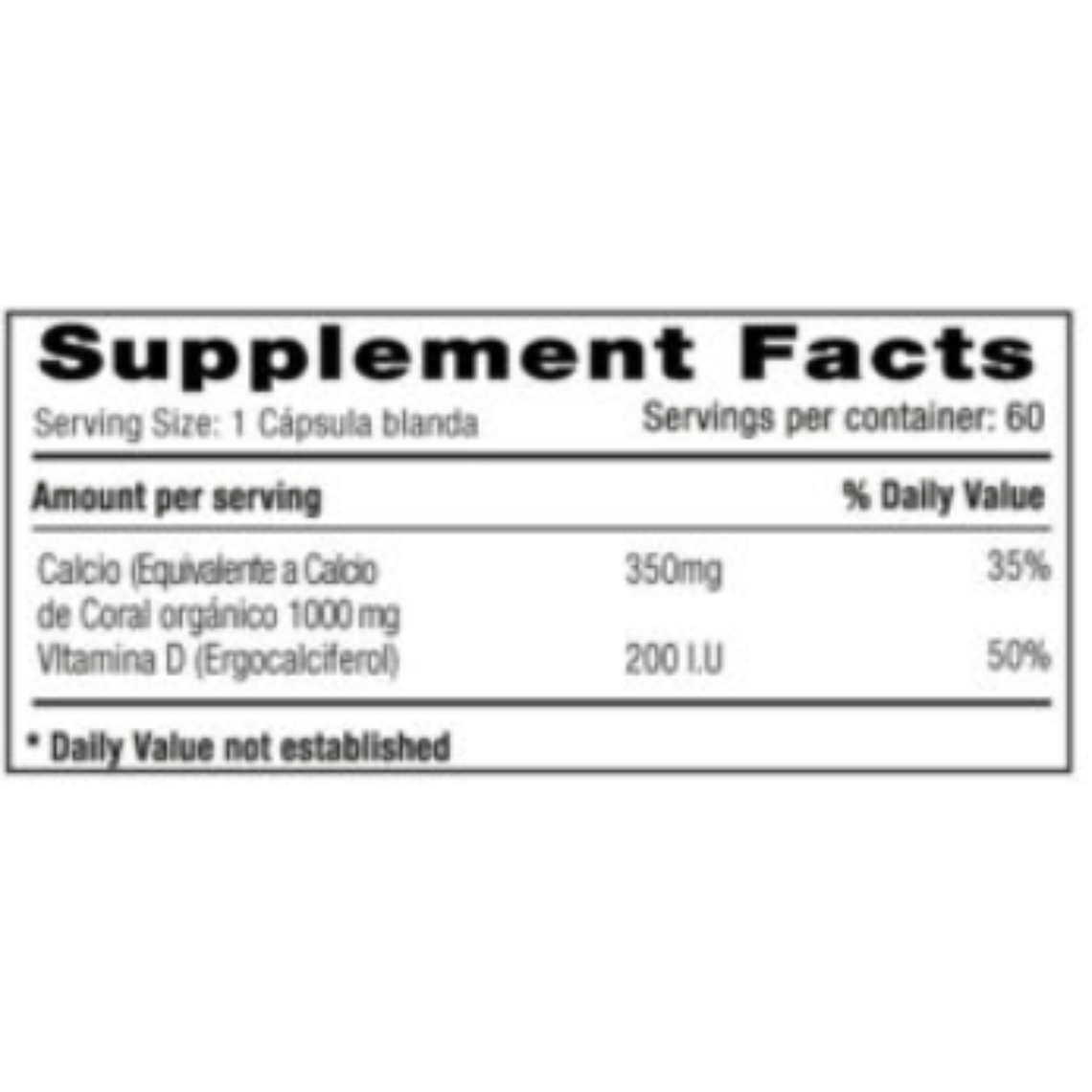 Coral Calcium 1000 mg Vitamina D 60 Softgels Natural Systems 2