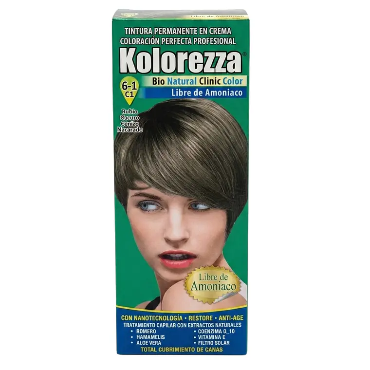 Tintura Permanente Kolorezza Rubio Oscuro Cenizo 1