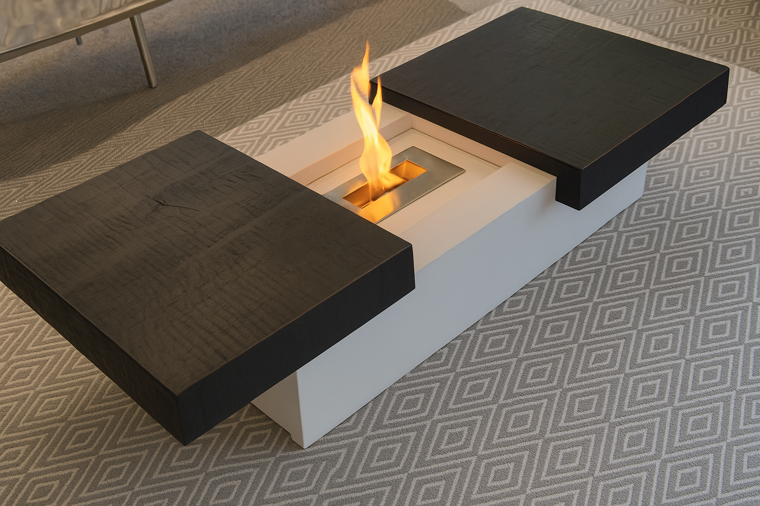 Mesa de comedor madera carbonizada negra Fenix.