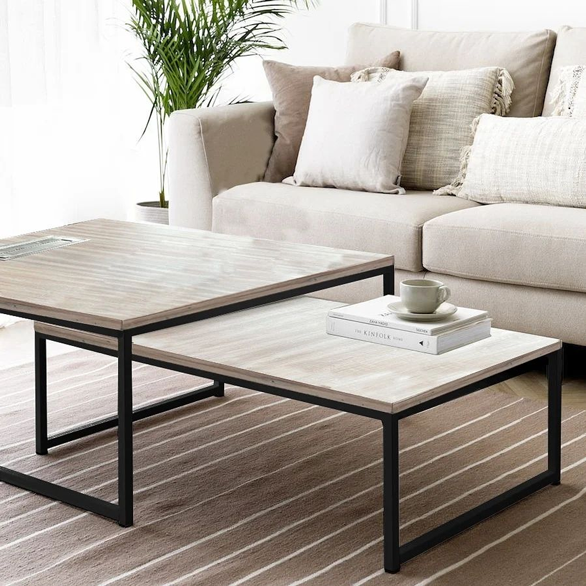 Mesa de centro cuadrada doble nivel Natural Warm 1