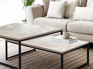 Mesa de centro cuadrada doble nivel Natural Warm