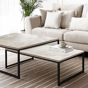 Mesa de centro cuadrada doble nivel Natural Warm