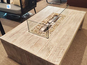 Mesa de roble blanqueada tipo corchete