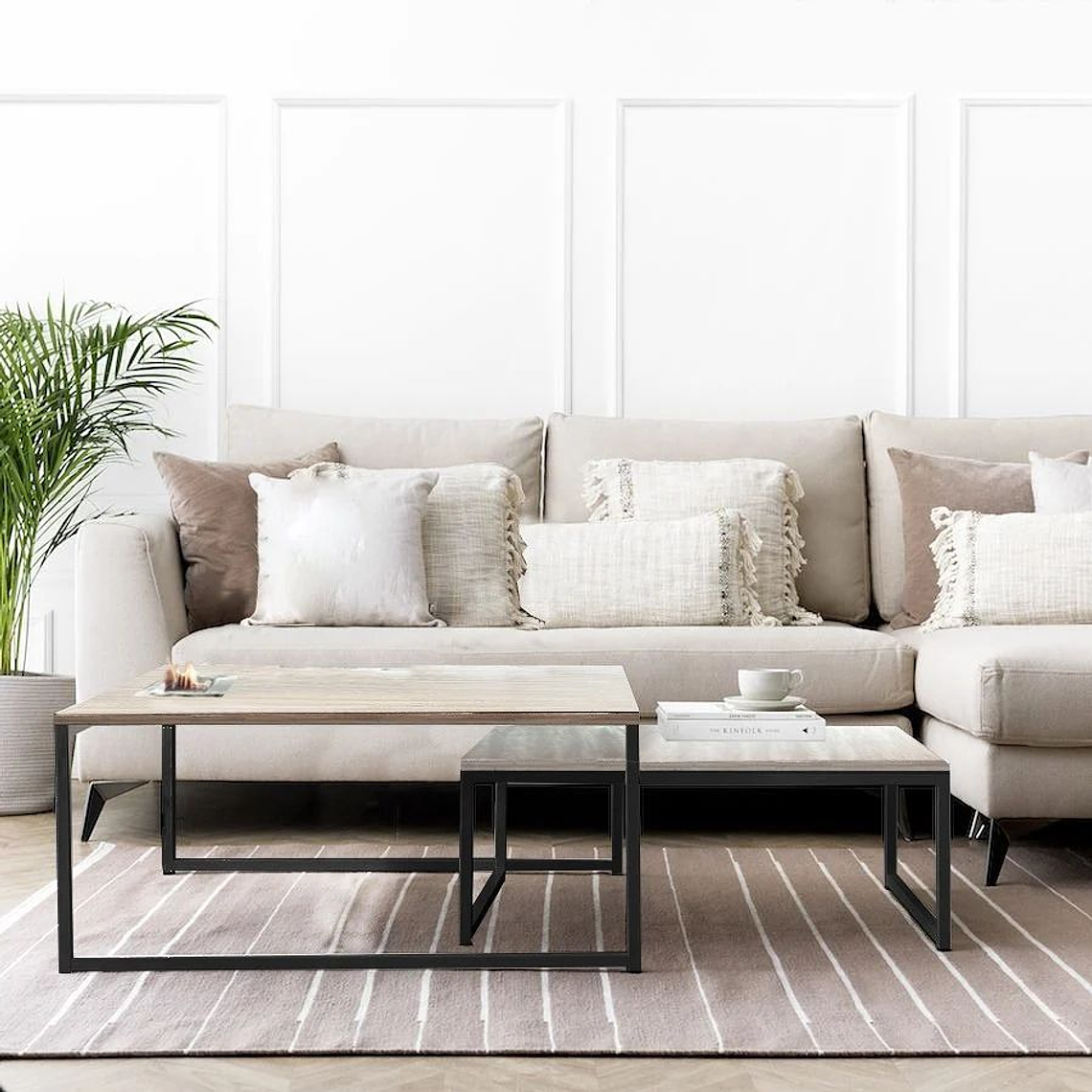 Mesa de centro cuadrada doble nivel Natural Warm 2