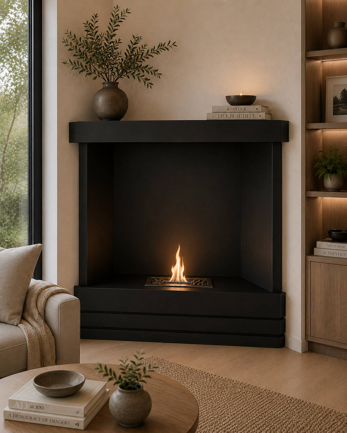 Chimenea Esquinada con Quemador Simple